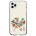 DistinctInk Clear Shockproof Hybrid Case for iPhone 12 / 12 PRO (6.1 Screen) - TPU Bumper Acrylic Back Tempered Glass Screen Protector - Spring Collection - Floral Birds Teal Red