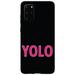 DistinctInk Case for Samsung Galaxy S20 PLUS (6.7 Screen) - Custom Ultra Slim Thin Hard Black Plastic Cover - Black Pink YOLO