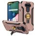 LG Phoenix 5 /Tribute Monarch /K8x Phone Case Ring Stand Hybrid Rugged Heavy Duty Armor Rubber 2 layers with Car Air Vent Grip Mount Holder [ROSE GOLD] Cover for LG Tribute Monarch LG K8x LG Phoenix 5