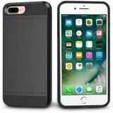 Mignvoa For iPhone 8 Plus Case iPhone 7 Plus 5.5 inch With Credit Card Holder Armor Dual Layer Hybrid Shockproof Soft Rubber Wallet Case For Apple iPhone 7 Plus 2016 / iPhone 8 Plus 5.5 inch (Black)