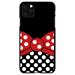 DistinctInk Case for iPhone 11 Pro MAX (6.5 Screen) - Custom Ultra Slim Thin Hard Black Plastic Cover - Black White Polka Dot Red Bow Minnie