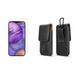 Bemz Pouch Bundle for Apple iPhone 12 Mini: Vertical PU Leather Belt Holster Phone Carrying Case Holder with Inner Card Slots with Tempered Glass Screen Protector - Black