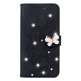 Bling Case for iPhone 6 Plus/iPhone 7 Plus/iPhone 8 Plus Allytech Glitter Sparkly Diamond Embossed Retro Butterfly PU Leather Flip Kickstand Wallet Case for iPhone 6 Plus/7 Plus/8 Plus(5.5 ) Black