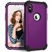 Dteck iPhone Xs Max Case Dteck Heavy Dual Layer Rugged Shockproof Case Hard PC Protective Back Cover For Apple iPhone Xs Max 6.5 inch Purple