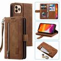 Dteck Case For iPhone 11 Pro Max 6.5 inch 2019 Luxury PU Leather 9 Card Holder Flip Magnetic Wallet Purse Case with Zipper Coin/Cash Pocket Fold Stand brown