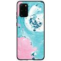 DistinctInk Case for Samsung Galaxy S20 PLUS (6.7 Screen) - Custom Ultra Slim Thin Hard Black Plastic Cover - Blue Pink White Marble Image Print - Printed Marble Image