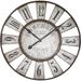 Iconic Farm Fair Game Wheel Clock Vintage Analog Galvanized Metal Quartz Movement Over Sized Rustic Round Over 2 Ft Diameter (28 3/4 Diameter ) Cordless 1 AA Battery (Not Included) Shabby Style
