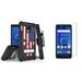 Bemz Accessory Bundle for Alcatel idealXTRA (AT&T) - Tri-Shield Military Grade Shockproof Holster Case (USA Skull Flag) with Tempered Glass Screen Protector and Atom Cloth for Alcatel idealXTRA (AT&T)
