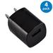 4x Afflux 1A Universal USB Wall Charger Adapter AC Travel For Samsung Galaxy S4 S5 S6 Edge S7 S8 Plus Edge Note 3 4 5 iPhone 5 C SE 6S Plus 7 Plus LG V10 V20 LG G5 G6 HTC M9 M10 Nexus 5X 6P Black