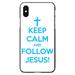 DistinctInk Case for iPhone X / XS (5.8 Screen) - Custom Ultra Slim Thin Hard Black Plastic Cover - Keep Calm and Follow Jesus - Show Your Love of Christ