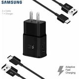 OEM Adaptive Fast Wall Charger for Samsung Galaxy A10e Bundled with 2x Type C/USB-C Cables 4 Feet - Black