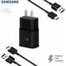 OEM Adaptive Fast Wall Charger for Samsung Galaxy A10e Bundled with 2x Type C/USB-C Cables 4 Feet - Black