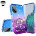 Cute Phone Case for Galaxy A52 5G Case w[Temper Glass] Liquid Glitter Bling Diamond Bumper Girls Women for Samsung Galaxy A52 5G - Purple/Blue