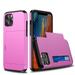 iPhone X & iPhone XS Case Armor Dual Layer with Sliding Card Slot Wallet Anti Scratch Full Protection Shockproof Hard Back Cover Compatible with iPhone X / iPhone XS (Hot Pink)