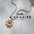 Coach Jewelry | Coach Pave Daisy Flower Charm Gold Plated Necklace | Color: Gold/Pink | Size: 18"