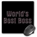 3dRose Worlds Best Boss on black background Mouse Pad 8 by 8 inches
