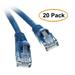 eDragon Cat6 Blue Ethernet Patch Cable Snagless/Molded Boot 5 Feet 20 Pack