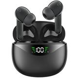 Wireless Earbuds Bluetooth 5.0 Wireless Earbuds Bluetooth Headphones with Deep Bass HiFi 3D Stereo Sound Built-in Mic Earphones with Portable Charging Case for Smartphones and Laptops (Black)