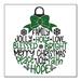 DistinctInk Custom Bumper Sticker - 3 x 3 Decorative Decal - White Background - Christmas Words Ornament Black Green