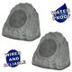 Theater Solutions 2R8G Outdoor Granite 8 Rock 2 Speaker Set for Deck Pool Spa Yard Garden