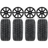 MSA Black Clutch 14 ATV Wheels 28 Regulator Tires Sportsman 550 850 1000