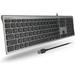 Macally Ultra-Slim USB Wired Computer Keyboard - Works Great as Both a Windows or Wired Mac Keyboard - Compatible Full Size Apple Keyboard with Numeric Keypad for Mac Mini iMac MacBook - Space Gray