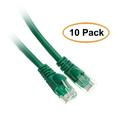 eDragon Cat5e Green Ethernet Patch Cable Snagless/Molded Boot 2 Feet 10 Pack