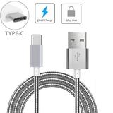 Sprint LG V20 Metal Braided Type-C USB Cable Charging Power Sync Wire 6ft Long USB-C Data Cord [Silver] R8Z