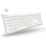 Macally Wireless Bluetooth Keyboard for Mac or Windows PC - Compatible Apple Keyboard Rechargeable - Multi-Device Keyboard Up to 3 Devices with 110 Keys 20 Shortcuts and Numeric Keypad - White