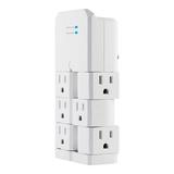 GE Pro 6-Grounded Outlet Surge Tap Swivel Outlets White - 37063