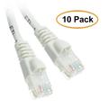 eDragon Cat5e White Ethernet Patch Cable Snagless/Molded Boot 2 Feet 10 Pack