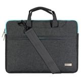 Mosiso Polyester Laptop Shoulder Bag Briefcase Sleeve Case Cover Handbag for 13-13.3 Inch MacBook Notebook with Back Belt for Trolly Case Black