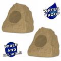 Theater Solutions 2R4S Outdoor Sandstone Rock 2 Speaker Set for Yard Patio Pool Spa