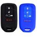 Silicone Cover Fob Case Skin for Honda Civic Accord CR-V Fit Passport Pilot Key (black and blue)