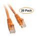 C&E Cat5e Orange Ethernet Patch Cable Snagless/Molded Boot 2 Feet 20 Pack
