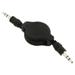 3 Feet Retractable Mini 3.5mm Plug Male to Male Stereo Auxiliary Aux Cord Cable For Samsung Focus 2 i667 (AT&T) - Black