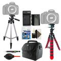 Tall and Flexible Tripod + Replacement LP-E6 Battery + Cleaning Kit for Canon EOS 5D Mark II EOS 5D Mark III EOS 5DS EOS 5DS R EOS 6D EOS 7D EOS 7D Mark II EOS 60D EOS 60Da EOS 70D XC10