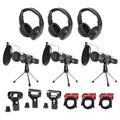 (3) Audio Technica ATM510 Microphones+Cables+Desk Stands+Pop Filters+Headphones