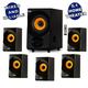 Acoustic Audio AA5170 700W Bluetooth Home Theater 5.1 Speaker System with FM Tuner USB SD Card Remote Control Powered Sub (6 Speakers 5.1 Channels Black with Gold)