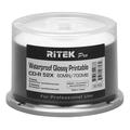 500 Pack Ritek Pro CD-R 52X 700MB 80Min Professional Grade Watershield Water Resistant Glossy White Inkjet Hub Printable Blank Recordable Disc