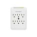 Monoprice Power & Surge - 6 Outlet Surge Protector Slim Wall Tap - White | UL Rated 540 Joules With Protected Light Indicator