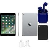 Open Box | Apple iPad Mini 4 7.9-inch | 128GB | Space Gray | Wi-Fi +4G Unlocked | Bundle: USA Essentials Bluetooth/Wireless Airbuds Case Charger By Certified 2 Day Express