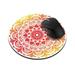 WIRESTER 7.88 inches Round Standard Mouse Pad Non-Slip Mouse Pad for Home Office and Gaming Desk - Red Orange Mandala
