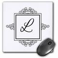 3dRose Initial letter L personal monogrammed fancy black and white typography elegant stylish personalized - Mouse Pad 8 by 8-inch (mp_154335_1)