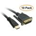 C&E HDMI to DVI Cable HDMI Male to DVI Male CL2 rated 6 Feet 10 Pack