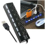 7 Port USB Hub for Laptop Computer Adapter Multiport 2.0 Splitter with On Off Switches for Windows PC Smartphone Charging Data Transfer