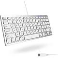 Macally Small Wired Keyboard for Mac and Windows - 78 Scissor Switch Keys Compatible Apple Keyboard - USB Mini Keyboard That Saves Space and Looks Great - Plug and Play Wired Mac Keyboard - Aluminum