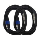 Seismic Audio - Two Pack of Speakon to 1/4 Speaker Cables 15 NEW Pro Audio Black - SASPT14-15-TwoPack