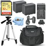 Battery Accessory Bundle Kit with NP-F975 Batteries and Charger Extreme 32GB SD Tripod Gadget Bag and Microfiber Cloth for Sony MC2500 FDR-AX1 a6400 a7 III a7R III IV