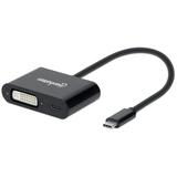 Manhattan USB-C to DVI Converter Cable with Power Delivery Port (60W) Black